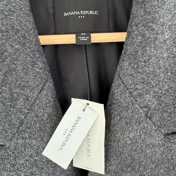 BRAND NEW! Banana Republic Men’s Gray Wool Blend Double Breasted Coat - Picture 2 of 13